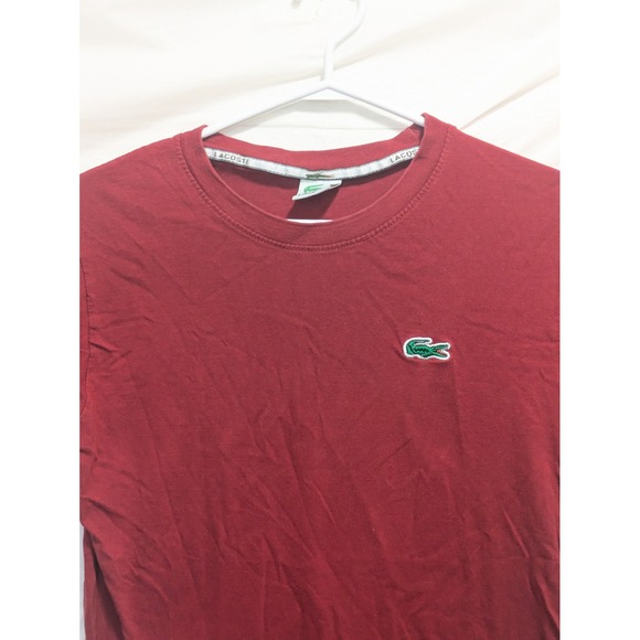 Lacoste Men's XL Red Short Sleeve Crew Neck T-Shirt Embroidered Crocodile Logo - Picture 3 of 6